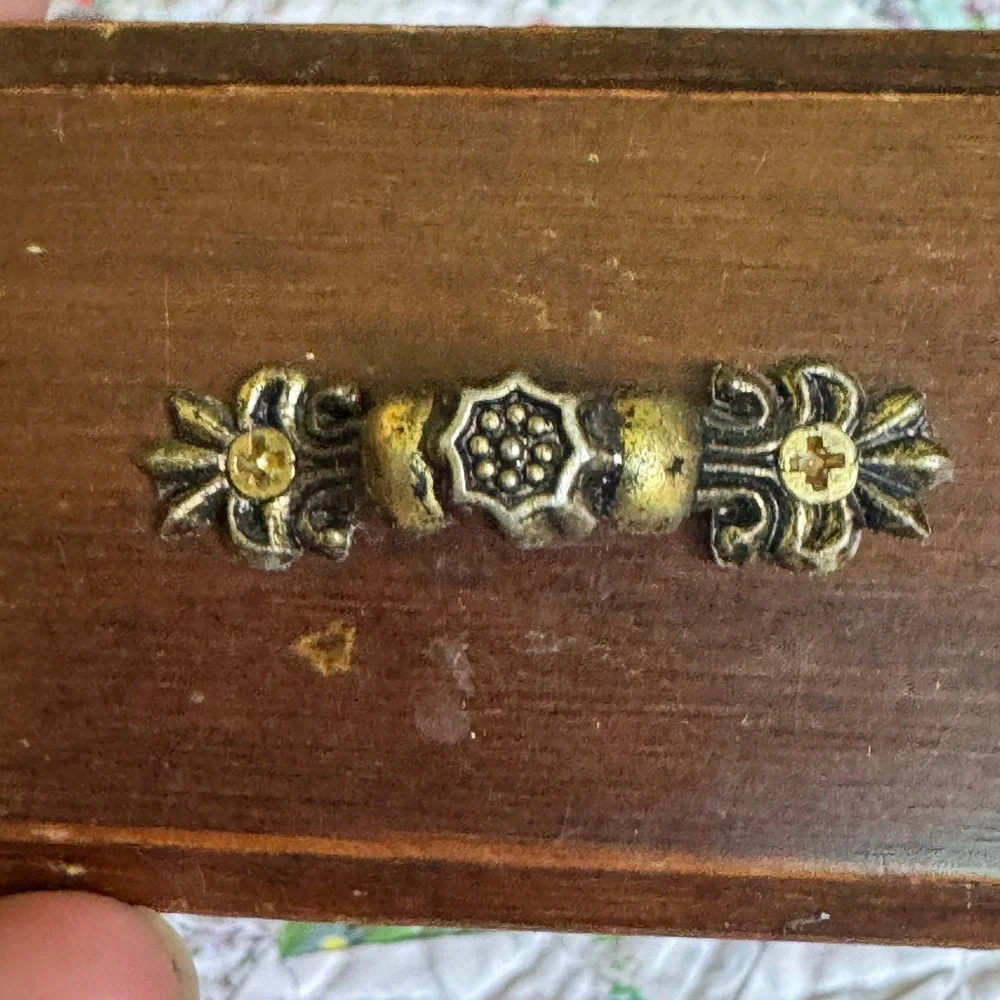 Vintage Wooden Jewelry Armoire Box Etched Glass Carousel Drawers Keepsake MCM